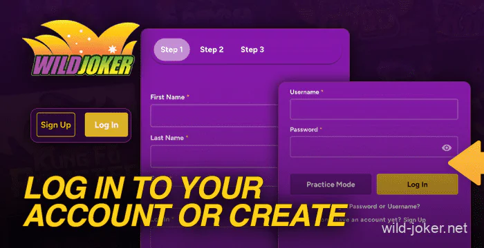 Log in to your profile or create a new one on Wild Joker Casino website