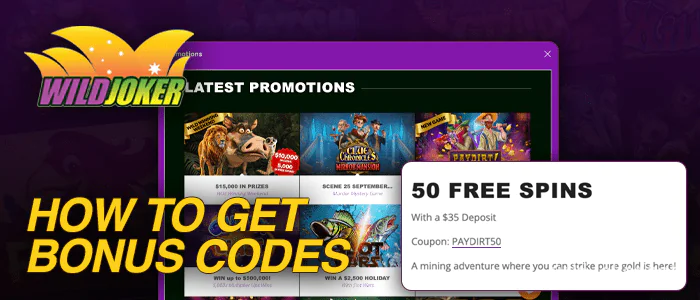 Instructions on how to get a Wild Joker casino bonus code